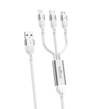 Imagem de Cabo 3 Em 1 Usb Branco Tipo C Micro Lightning Bright
