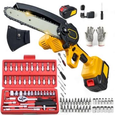 Imagem de Mini Motosserra Elétrica 48V com Motor Brushless e Corrente de Alta Dureza – Compacta, Potente e Ideal para Poda, Corte de Galhos e Madeira/Maleta de Ferramenta