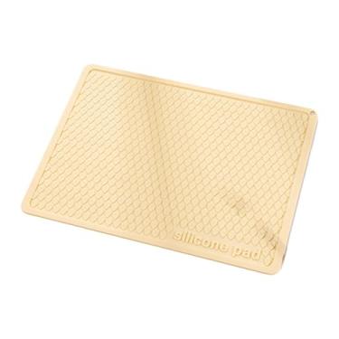 Imagem de Fenteer Tapete de silicone para secagem de pratos, escorredor de pratos, portátil, versátil, absorvente, bandeja para pia, almofada seca para cafeteria , Amarelo