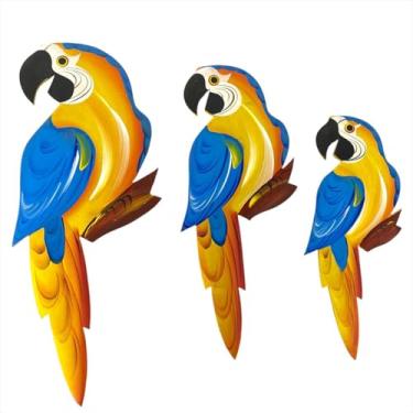 Imagem de Trio De Arara G MDF De Parede Passaro Varanda Jardim Sitio - Atelie Center (Caninde)