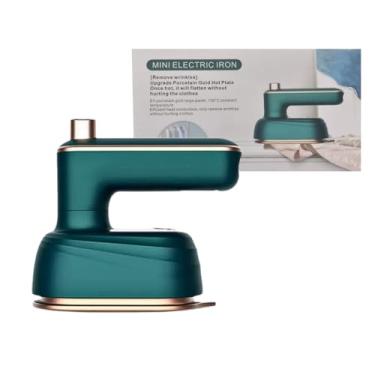 Imagem de Mini Ferro de Passar Roupa Elétrico Portátil, 33W, Bivolt 100V-240V, Verde, Base Cerâmica, Tanque 50ml
