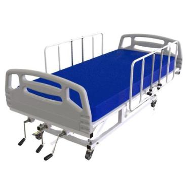 Imagem de Cama Hospitalar 3 Manivelas 7 Posições com Colchão D28 e Elevação do L