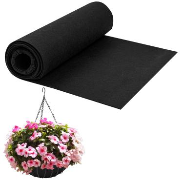 Imagem de Forro para plantador de 30 x 203 cm, forro de cesta, forro de tecido não tecido, forro de janela de feltro preto, forro de fibra de coco, cesta suspensa reutilizável para plantas, flores, ambientes