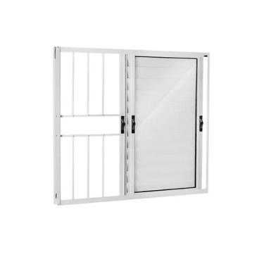 Imagem de Janela Veneziana 3 Folhas 1,00x1,00 Alumínio Branco COM GRADE - Esquad