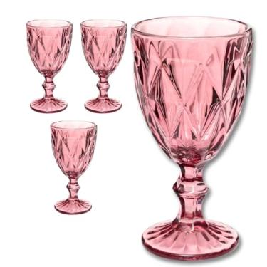 Imagem de Taças de Vidro Lilás 300 ml – Conjunto 4 Unidades Diamond Dona Laura para Água, Suco ou Vinho