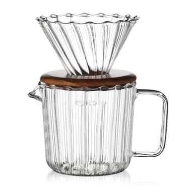 Imagem de Bincoo Conjunto de cafeteira de 325 ml - resistente ao calor, gotejador de café com colar de nogueira, cafeteira de gotejamento para kit de cafeteira para casa, escritório, presente