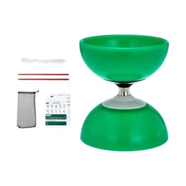 Imagem de YIJU Malabarismo chinês Diabolo flexível prático com duas cabeças 1 bolsa de rede brinquedo ioiô chinês brinquedo de habilidade Diabolo para crianças, Verde