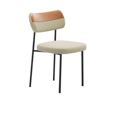 Imagem de Cadeira Estofada Camila Para Sala Jantar Gourmet em Aço-Curíssimo Whisky-Linho Gengibre-EdeCasaMoveis