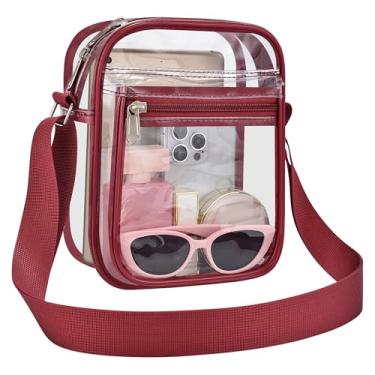 Imagem de USPECLARE Bolsa transparente para eventos de estádio bolsa carteiro transparente para homens e mulheres, Vermelho rosa, Medium
