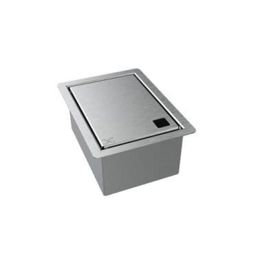 Imagem de Porta Esponja Inox Escovado Com Tampa Lisa Embutir Granito 15x11cm - H
