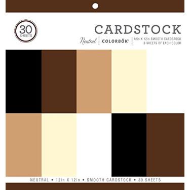 Imagem de Colorbok 61198B Bloco de papel cartão neutro liso, 30,5 x 30,5 cm - 6 folhas de 5 cores neutras diferentes. (a embalagem pode variar)