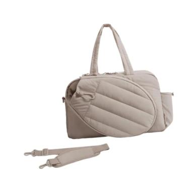 Imagem de menolana Bolsa de tênis para academia feminina, armazenamento de raquetes, resistente à água, com compartimento para sapatos e bolso para roupas molhadas, Marrom