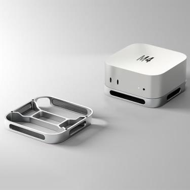 Imagem de NKSRCP Suporte Mac mini M4 – Suporte de resfriamento de alumínio para M4 e M4 Pro com acesso ao botão liga/desliga, base antiderrapante e dissipação de calor | Organizador de mesa
