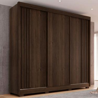 Imagem de Guarda-Roupa Casal Grécia 3 Portas 4 Gavetas 100% Mdf Ripado Savana - Pnr Móveis