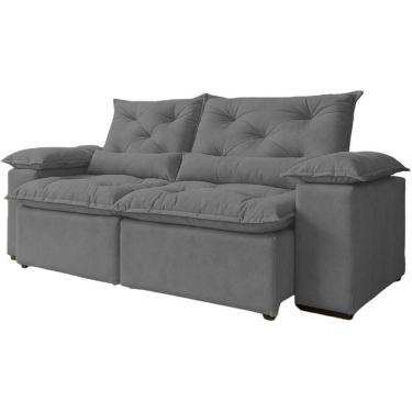 Imagem de Sofá Retrátil Reclinável Porto Veludo Cinza 1,80 M