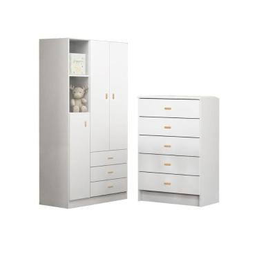 Imagem de Conjunto Guarda Roupa + Comoda Ditália Bb-322+bb-120 Branco