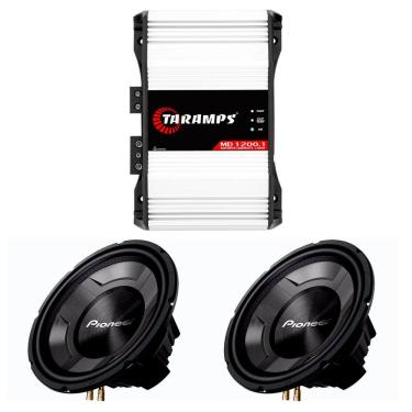 Imagem de Kit 2 Sub Pioneer Tsw3060 12 Pol + Taramps Md1200.1 2 Ohms