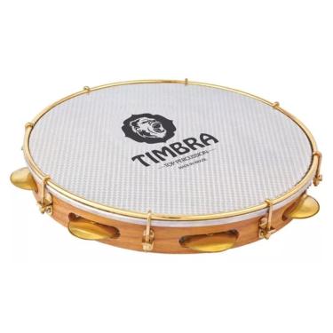 Imagem de Pandeiro Timbra Profissional 12 Pol Formica Freijo C/Aro Niquelado Pele Prismatica C/Capa 8631F