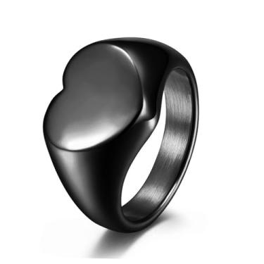 Imagem de MYNENEY Anéis de aço inoxidável com sinete de coração, alianças de noivado para mulheres, anéis de compromisso para ela, tamanho 6-12, 8, Aço inoxidável, Sem pedra preciosa