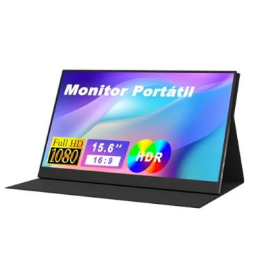 Imagem de Monitor Portátil 15,6'' SRGB FHD 1080P IPS Tela com Porta USB Tipo USB-C HDMI com Suporte Capa Inteligente Compatível para Laptop, PC, MacBook, PS5, Phone