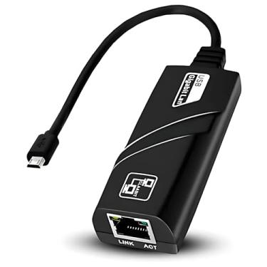 Imagem de Adaptador de Rede Micro USB para RJ45 Ethernet 10/100 Mbps com Chip Integrado – Plug & Play Compatível com Celulares e Tablets Android OTG
