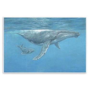 Imagem de Stupell Industries Design artístico de placa de parede subaquática de baleia jubarte por David Stribbling, 33 x 48 cm