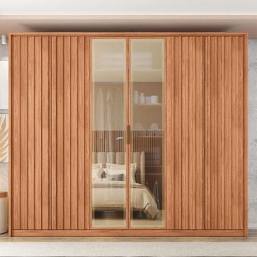 Imagem de Guarda Roupa Casal Laguno 6 Portas de Bater com 4 Gavetas Ripado MDP F