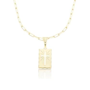 Imagem de Colar Masculino Com Pingente Placa Cruz + Garantia E Caixinha