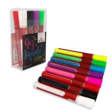 Imagem de Giz Líquido para Vidro, Lousa, Vitrine Kit com 08 Unidades - Win Paper