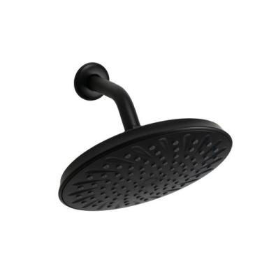 Imagem de Ducha Flatt Redondo Black 21 cm c/ Cano Suporte de Parede - AMG Metais