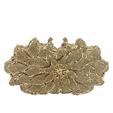 Imagem de Boutique De FGG Bolsas Mão Femininas Com Strass E Flores, Bolsa Para Festa Formal, Cristal, Casamento, Mini, Dourada