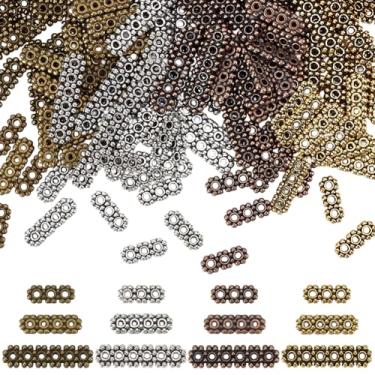 Imagem de PH PandaHall 4 cores 240 peças barras espaçadoras estilo tibetano 3/4/6 furos retangulares espaçadores de joias separador de fio de metal conector de colar para colar de vários fios pulseira orifício