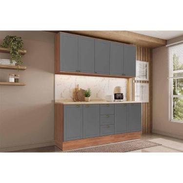 Imagem de Cozinha Modulada Carraro Bella 4 Peças (2Aéreos+2Balcões) C4P170 Nogal/Cinza-Carraro