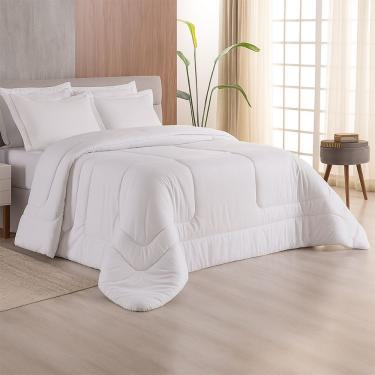 Imagem de Edredom Bali Liso Queen 01 Peça Micropercal Dupla Face 400 Fios Macio - Branco - 100% P...