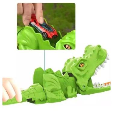 Imagem de kit Lançador de Carrinhos Tubarão ou Jacaré com 6 Carrinhos Brinquedo 