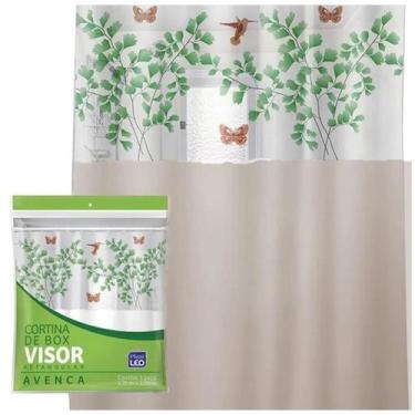 Imagem de Cortina de Box para Banheiro Vinil Com Visor Retangular 1,35x2m Estamp