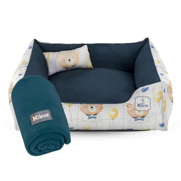 Imagem de Cama Pet Camurça + manta 03 Peças - Coleção Ursos - Basic 1 (70x70 cm, Ursinho Soninho)