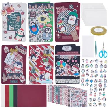 Imagem de WEBEEDY 15 conjuntos de kits de cartões de Natal feitos à mão com tema de pinguim com cartões em branco, instruções de envelopes para adultos, iniciantes, aniversário, Natal, convite, papel, presente