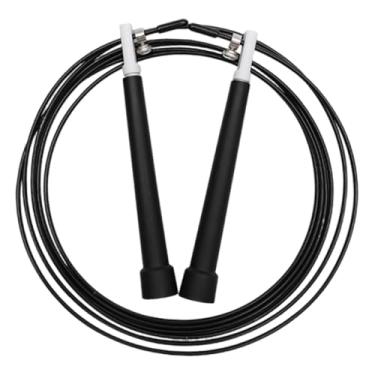 Imagem de UGPLM Corda de pular rápida giratória 360° com rolamento de esferas e alça confortável, ajustável premium, profissional para exercícios de treinamento de, Preto