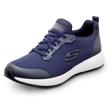 Imagem de Skechers Work Emma, feminino, bico macio, antiderrapante, EH, atlético sem cadarço, tênis de trabalho, Azul marino, 7.5 Wide