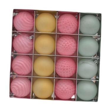 Imagem de UGPLM 16 peças enfeites de bola de natal decoração de árvore de natal 6 cm faça você mesmo enfeites pendurados para árvore de para guirlanda noivado, Rosa Amarelo Azul