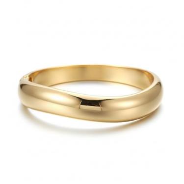 Imagem de Pulseira Bracelete Feminino Dourado, Semijoia Banhada a Ouro, Estilo Grosso