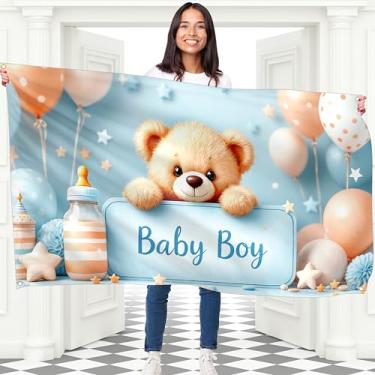Imagem de Faixa para bebês meninos - Faixa It's a Boy 1,5 x 0,9 m - Decorações Welcome Sweet Baby Boy para chá de bebê ou festa de revelação de gênero