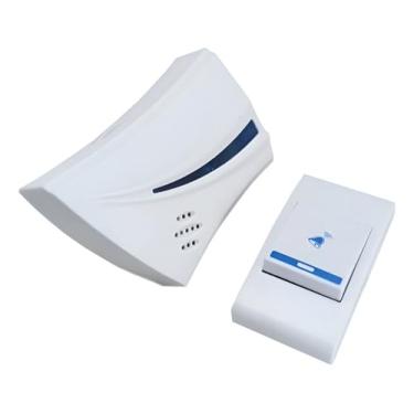 Imagem de Campainha Sem Fio Residencial, Alcance Longo, Design Moderno, Branco e Azul,100m