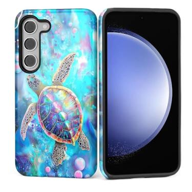 Imagem de Capa para Samsung Galaxy S24 Plus, silicone macio fosco + PC rígido antiarranhões capa protetora 2 em 1 resistente à prova de choque para mulheres e homens - tartaruga marinha