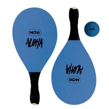 Imagem de Frescobol de Madeira Revestida Aloha Azul 003700 MOR