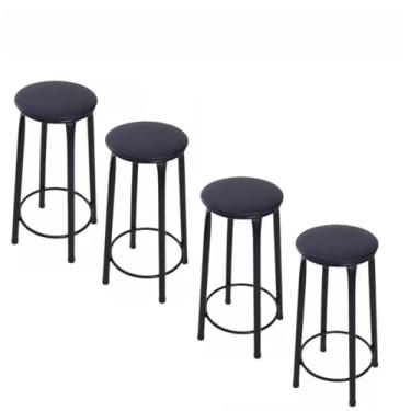 Imagem de Kit 4 Banqueta Alta Banco Bistro Tubo Preto Cozinha Área Gourmet 70cm Altura (Kit 4 Banquetas SEM ENCOSTO)