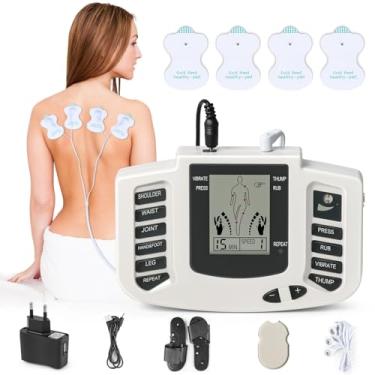 Imagem de Aparelho Massageador Fisioterapia, Aparelho de Fisioterapia TENS Portátil com Eletrodos, Acompanha Chinelo e 4 Pares de Adesivos, Aparelho Massageador de Fisioterapia com 8 Modos e Eletrodos
