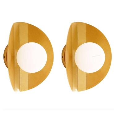 Imagem de Kit 2 Arandelas Luminária Parede Cacau Globo Vidro Dourado