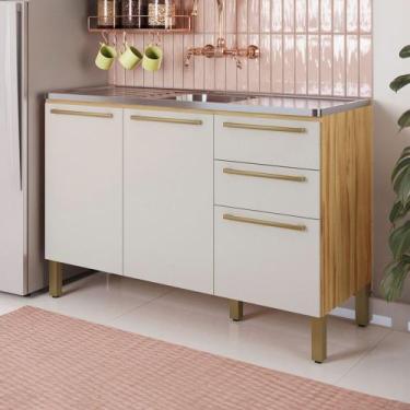 Imagem de Balcão de Cozinha para Pia 120 Cm Napoli 3 Portas 2 Gavetas 100% Mdf A